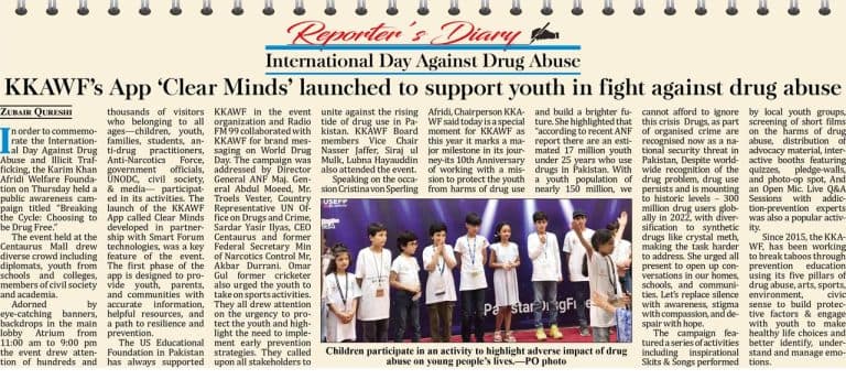 A newspaper feature covering the Clear Minds drug prevention programme