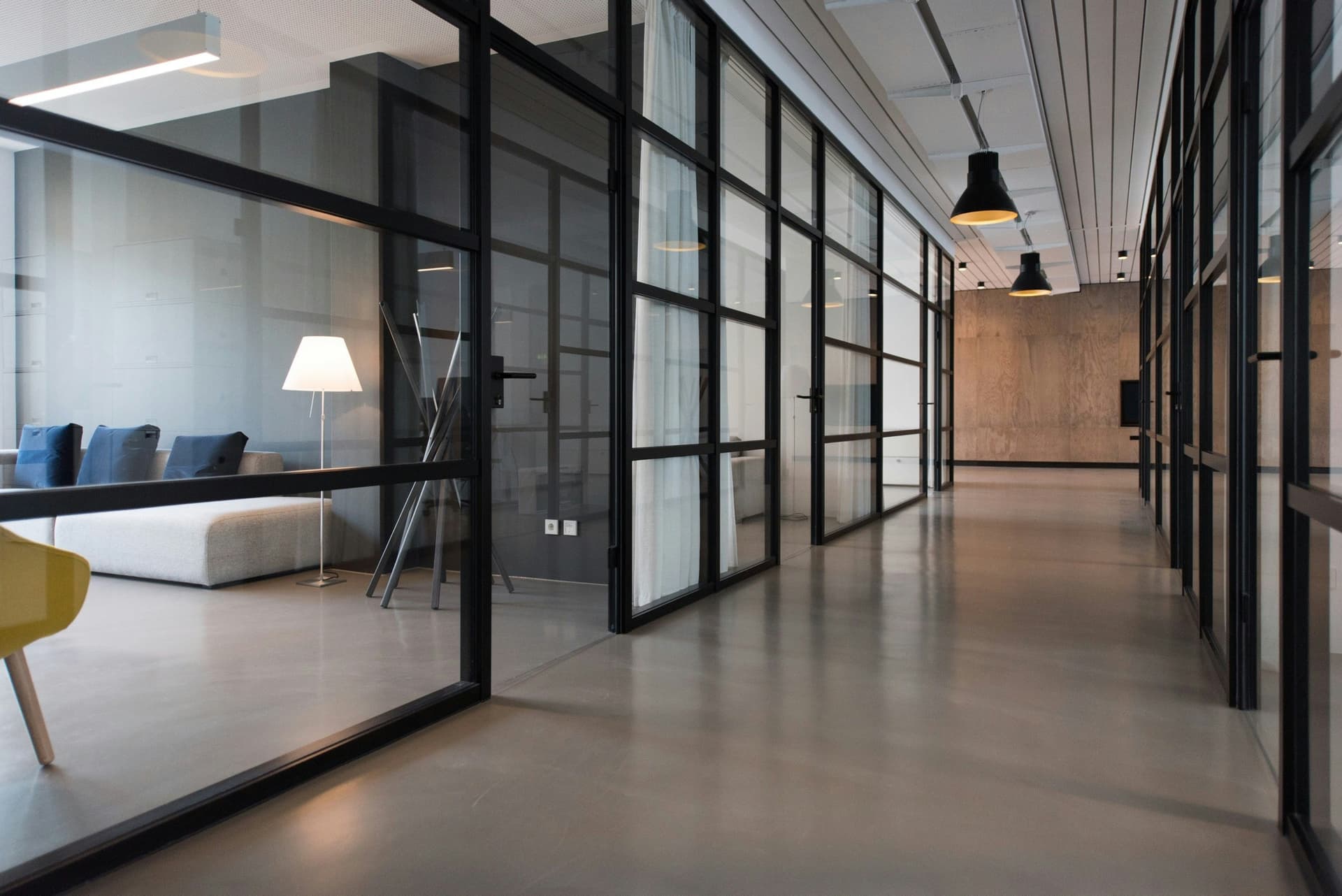 Open-plan technology office with desks and meeting space